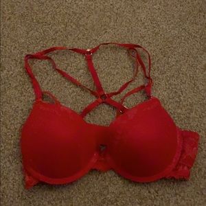 Red Strapped Lace Bra 34B